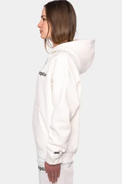 SUPER HEAVY OVERSIZE LOGO ZIP HOODIE CREAM WHITE
