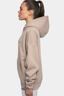 SUPER HEAVY OVERSIZE LOGO ZIP HOODIE LIGHT BROWN