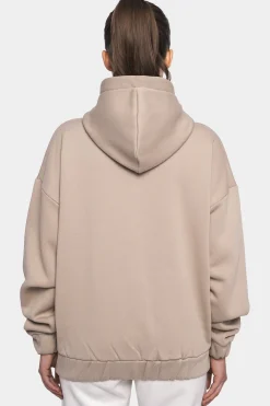 SUPER HEAVY OVERSIZE LOGO ZIP HOODIE LIGHT BROWN