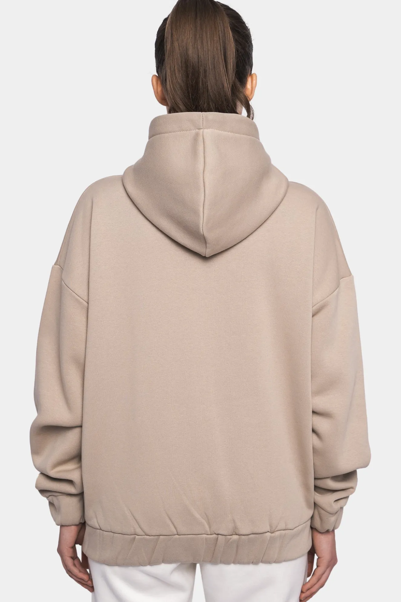 SUPER HEAVY OVERSIZE LOGO ZIP HOODIE LIGHT BROWN
