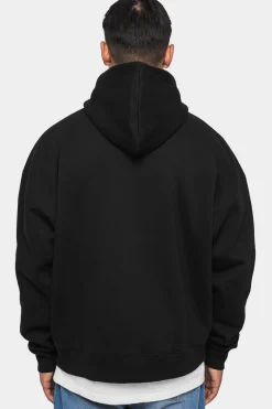 SUPER HEAVY OVERSIZE LOGO ZIP HOODIE BLACK