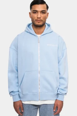 SUPER HEAVY OVERSIZE LOGO ZIP HOODIE BABY BLUE