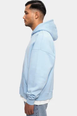 SUPER HEAVY OVERSIZE LOGO ZIP HOODIE BABY BLUE