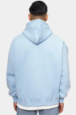SUPER HEAVY OVERSIZE LOGO ZIP HOODIE BABY BLUE