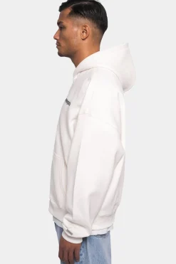 SUPER HEAVY OVERSIZE LOGO ZIP HOODIE CREAM WHITE
