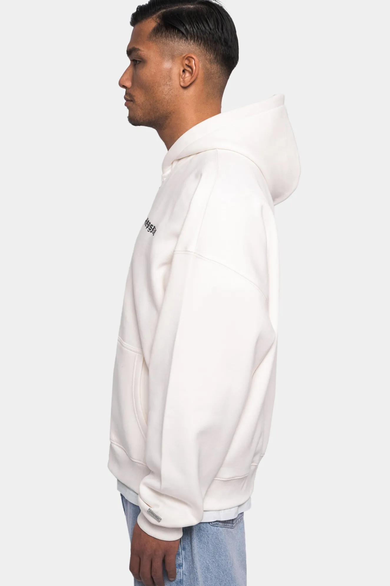 SUPER HEAVY OVERSIZE LOGO ZIP HOODIE CREAM WHITE