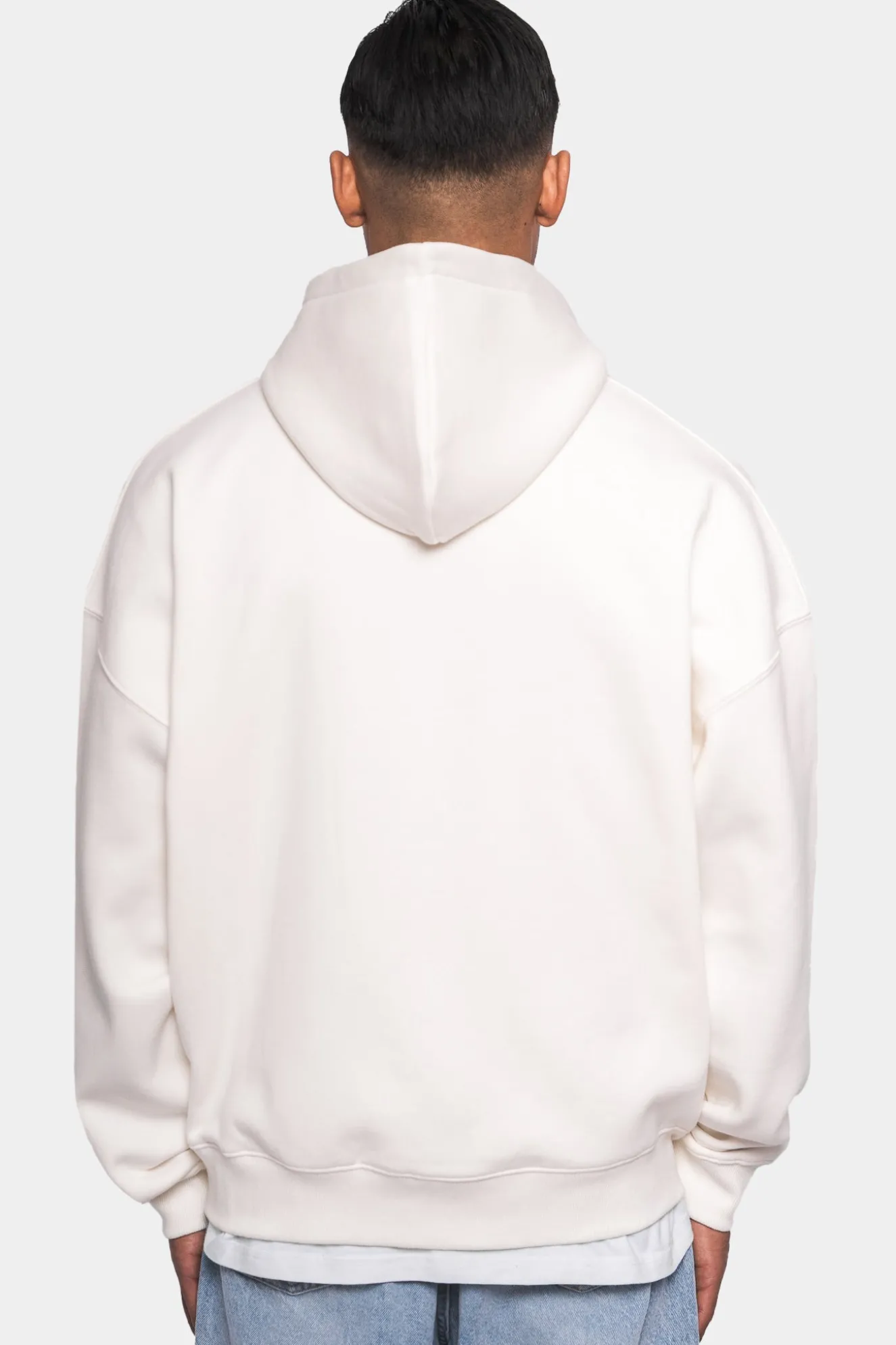 SUPER HEAVY OVERSIZE LOGO ZIP HOODIE CREAM WHITE