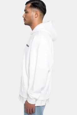 SUPER HEAVY OVERSIZE LOGO ZIP HOODIE WASHED WHITE