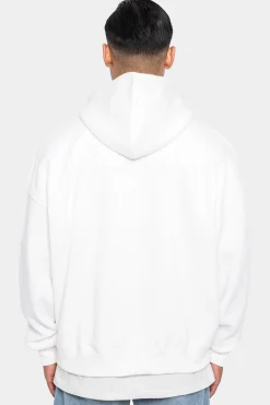 SUPER HEAVY OVERSIZE LOGO ZIP HOODIE WASHED WHITE