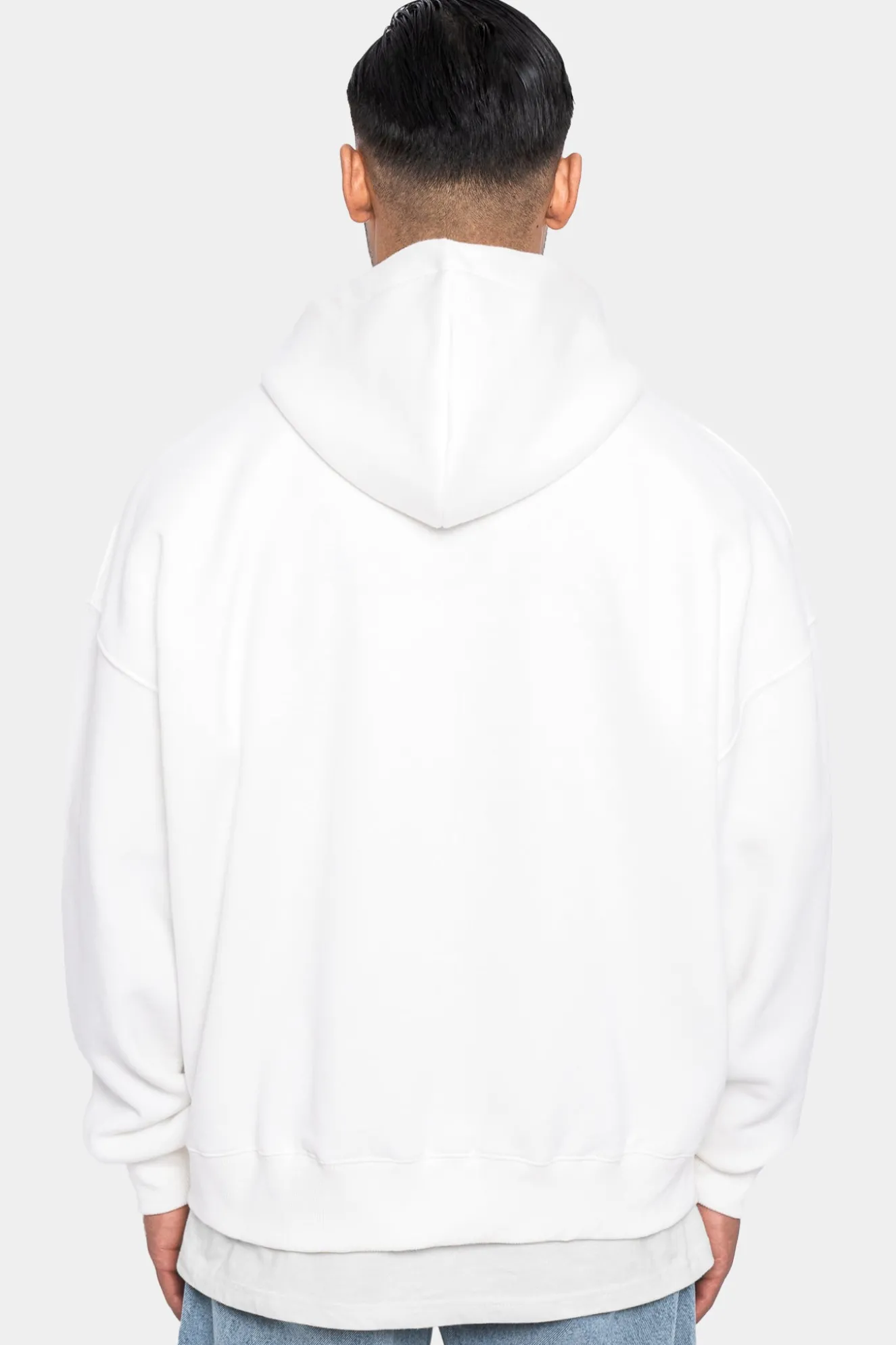 SUPER HEAVY OVERSIZE LOGO ZIP HOODIE WASHED WHITE