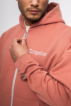 SUPER HEAVY OVERSIZE LOGO DESIGN ZIP HOODIE CANYON CLAY