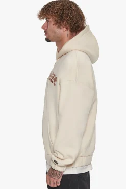 SUPER HEAVY OVERSIZE MID FRONT EMBO ZIP HOODIE COCONUT MILK