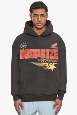 SUPER HEAVY OVERSIZE RACING DEPARTMENT HOODIE WASHED BLACK