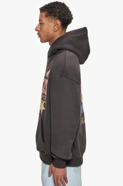 SUPER HEAVY OVERSIZE RACING DEPARTMENT HOODIE WASHED BLACK