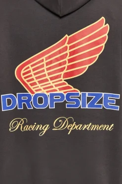 SUPER HEAVY OVERSIZE RACING DEPARTMENT HOODIE WASHED BLACK
