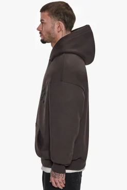 SUPER HEAVY OVERSIZE V2 MIDDLE EMBO HOODIE WASHED BLACK / BLACK