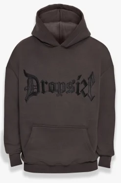 SUPER HEAVY OVERSIZE V2 MIDDLE EMBO HOODIE WASHED BLACK / BLACK