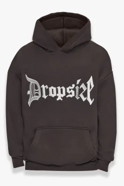 SUPER HEAVY OVERSIZE V2 MIDDLE EMBO HOODIE WASHED BLACK / WHITE