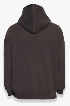 SUPER HEAVY OVERSIZE V2 MIDDLE EMBO HOODIE WASHED BLACK / WHITE