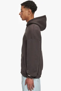 SUPER HEAVY OVERSIZE WORK SMART ZIP-HOODIE WASHED BLACK