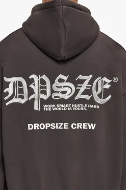 SUPER HEAVY OVERSIZE WORK SMART ZIP-HOODIE WASHED BLACK