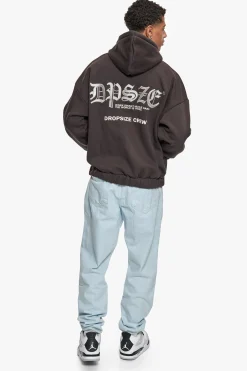 SUPER HEAVY OVERSIZE WORK SMART ZIP-HOODIE WASHED BLACK