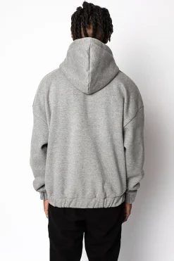 SUPER HEAVY OVERSIZED BLANK ZIP HOODIE DARK GRAY