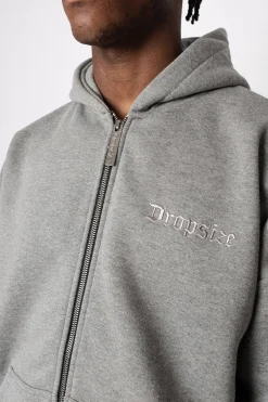 SUPER HEAVY OVERSIZED BLANK ZIP HOODIE DARK GRAY