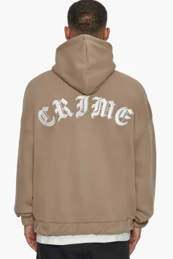 SUPER HEAVY OVERSIZED CRIME ZIP HOODIE SILVER MINK