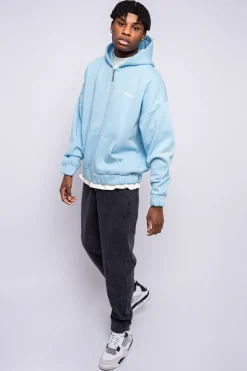 SUPER HEAVY OVERSIZED CRIME ZIP HOODIE BABY BLUE