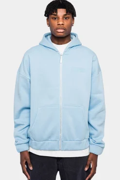 SUPER HEAVY OVERSIZED HD PRINT ZIP HOODIE BABY BLUE