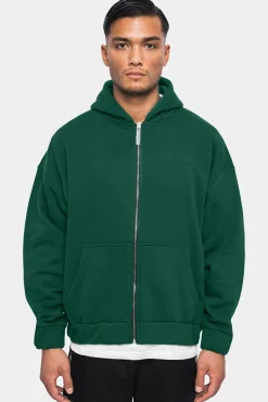 SUPER HEAVY OVERSIZED HD PRINT ZIP HOODIE GREEN