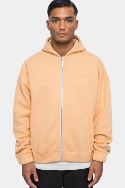 SUPER HEAVY OVERSIZED HD PRINT ZIP HOODIE WASHED PEACH
