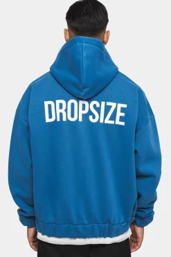 SUPER HEAVY OVERSIZED HD PRINT ZIP HOODIE WASHED BLUE