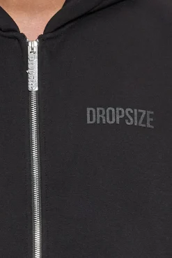 SUPER HEAVY OVERSIZED HD PRINT ZIP HOODIE V2 BLACK