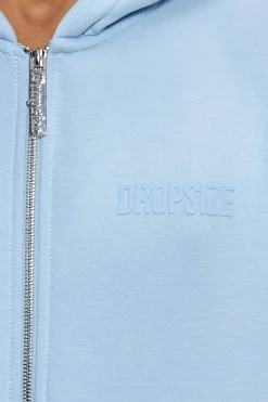 SUPER HEAVY OVERSIZED HD PRINT ZIP HOODIE V2 BABY BLUE