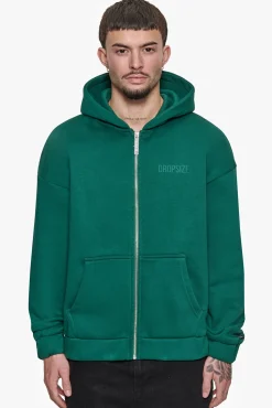 SUPER HEAVY OVERSIZED HD PRINT ZIP HOODIE V2 GREEN