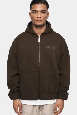 SUPER HEAVY OVERSIZED ZIP-HOODIE CHOCOLATE BROWN