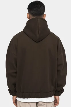 SUPER HEAVY OVERSIZED ZIP-HOODIE CHOCOLATE BROWN