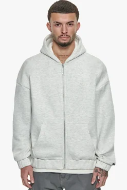 SUPER HEAVY OVERSIZED ZIP-HOODIE LIGHT GREY