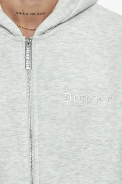 SUPER HEAVY OVERSIZED ZIP-HOODIE LIGHT GREY