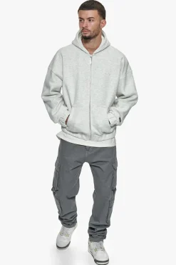 SUPER HEAVY OVERSIZED ZIP-HOODIE LIGHT GREY