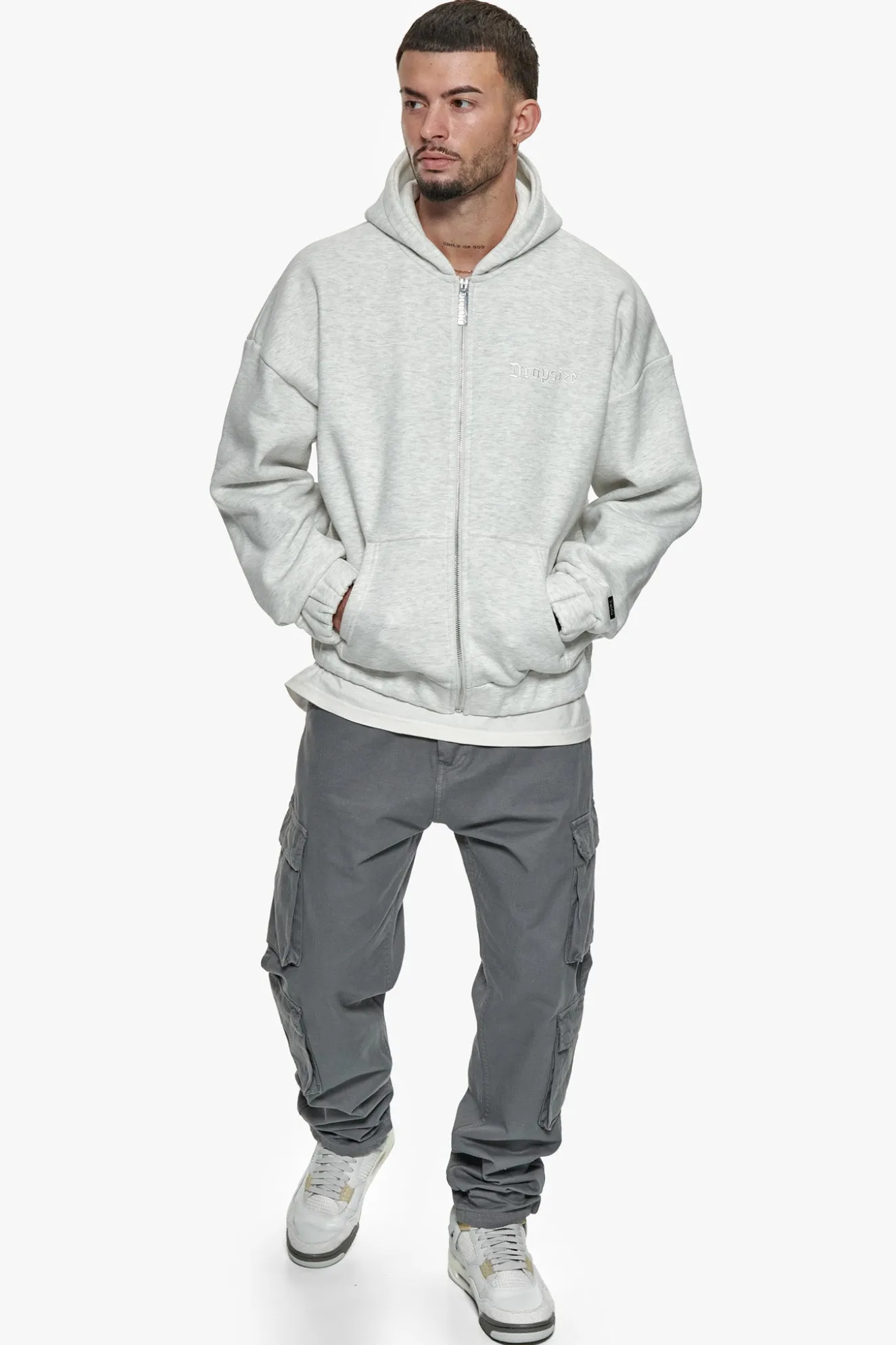SUPER HEAVY OVERSIZED ZIP-HOODIE LIGHT GREY